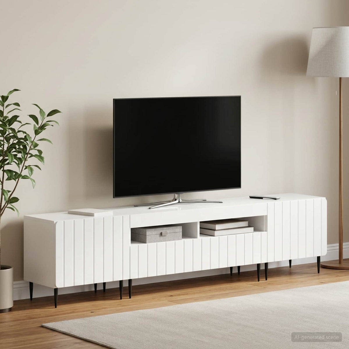 vidaXL 3 Piece LED TV Cabinet ZWOLLE High Gloss White Engineered Wood