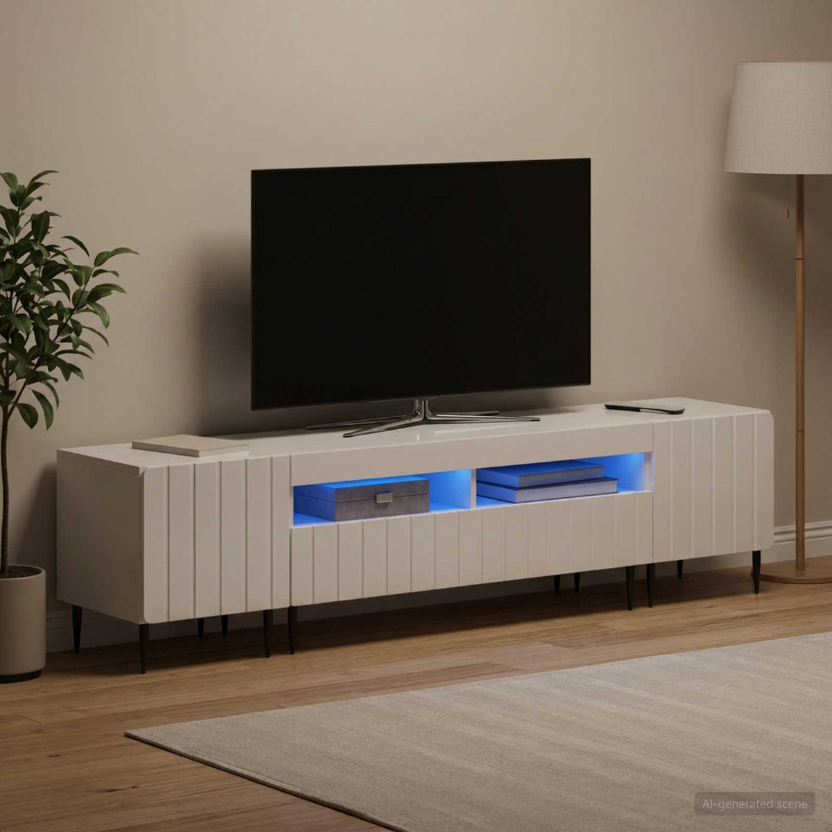 vidaXL 3 Piece LED TV Cabinet ZWOLLE High Gloss White Engineered Wood