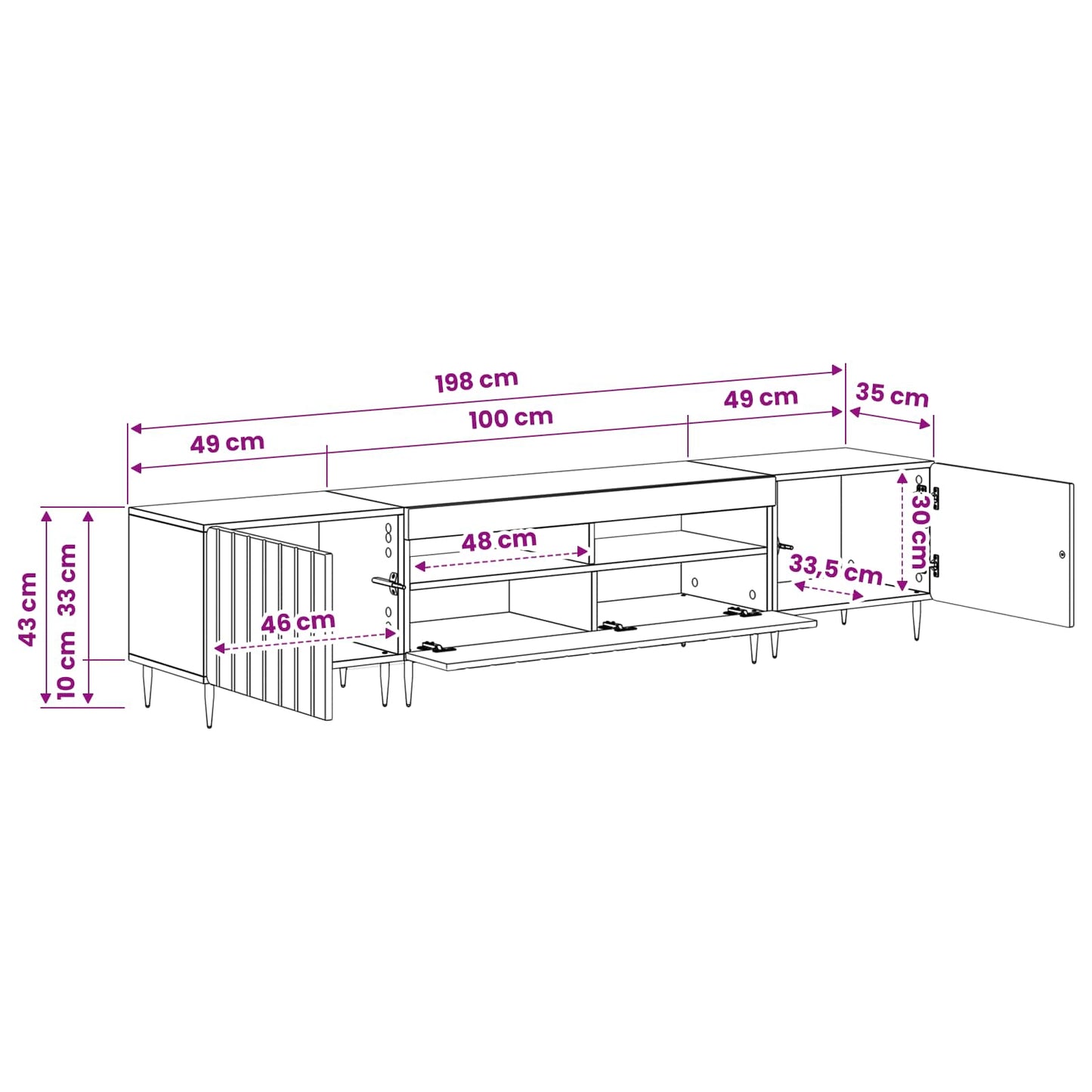 vidaXL 5 Piece LED TV Cabinet High Gloss White Engineered Wood