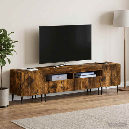 vidaXL 3 Piece LED TV Cabinet ZWOLLE Smoked Oak Engineered Wood