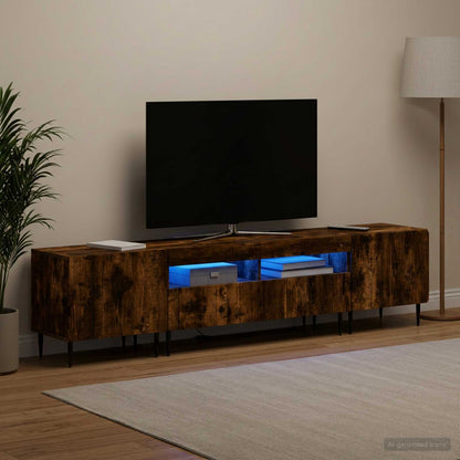 vidaXL 3 Piece LED TV Cabinet ZWOLLE Smoked Oak Engineered Wood