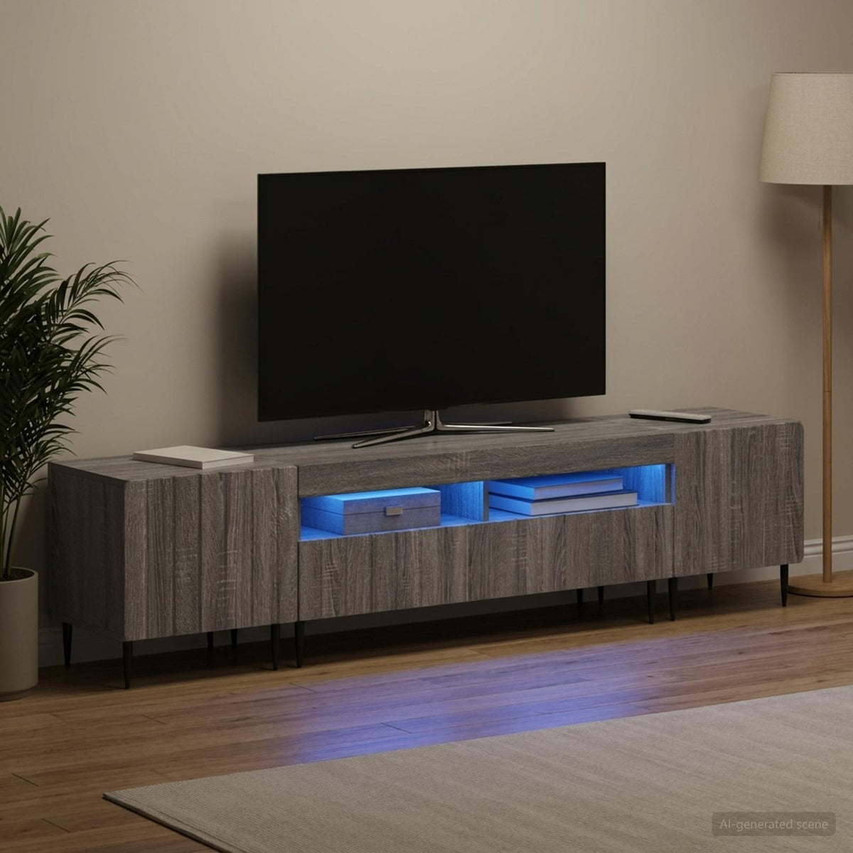 vidaXL 3 Piece LED TV Cabinet ZWOLLE Grey Sonoma Engineered Wood