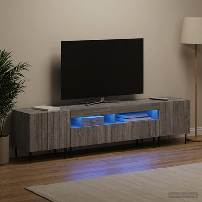 vidaXL 3 Piece LED TV Cabinet ZWOLLE Grey Sonoma Engineered Wood