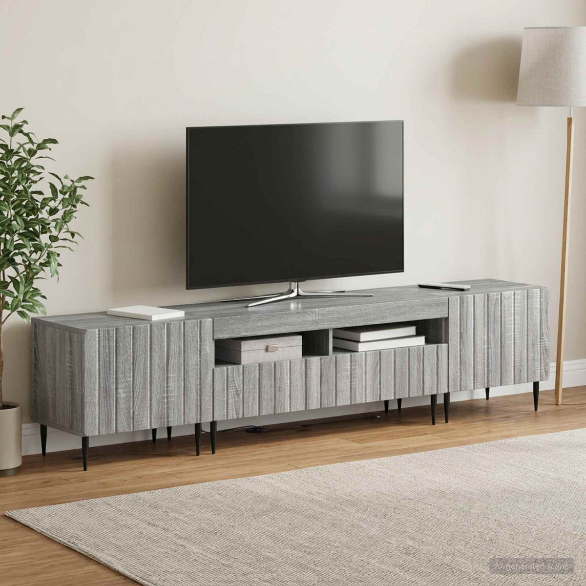 vidaXL 3 Piece LED TV Cabinet ZWOLLE Grey Sonoma Engineered Wood