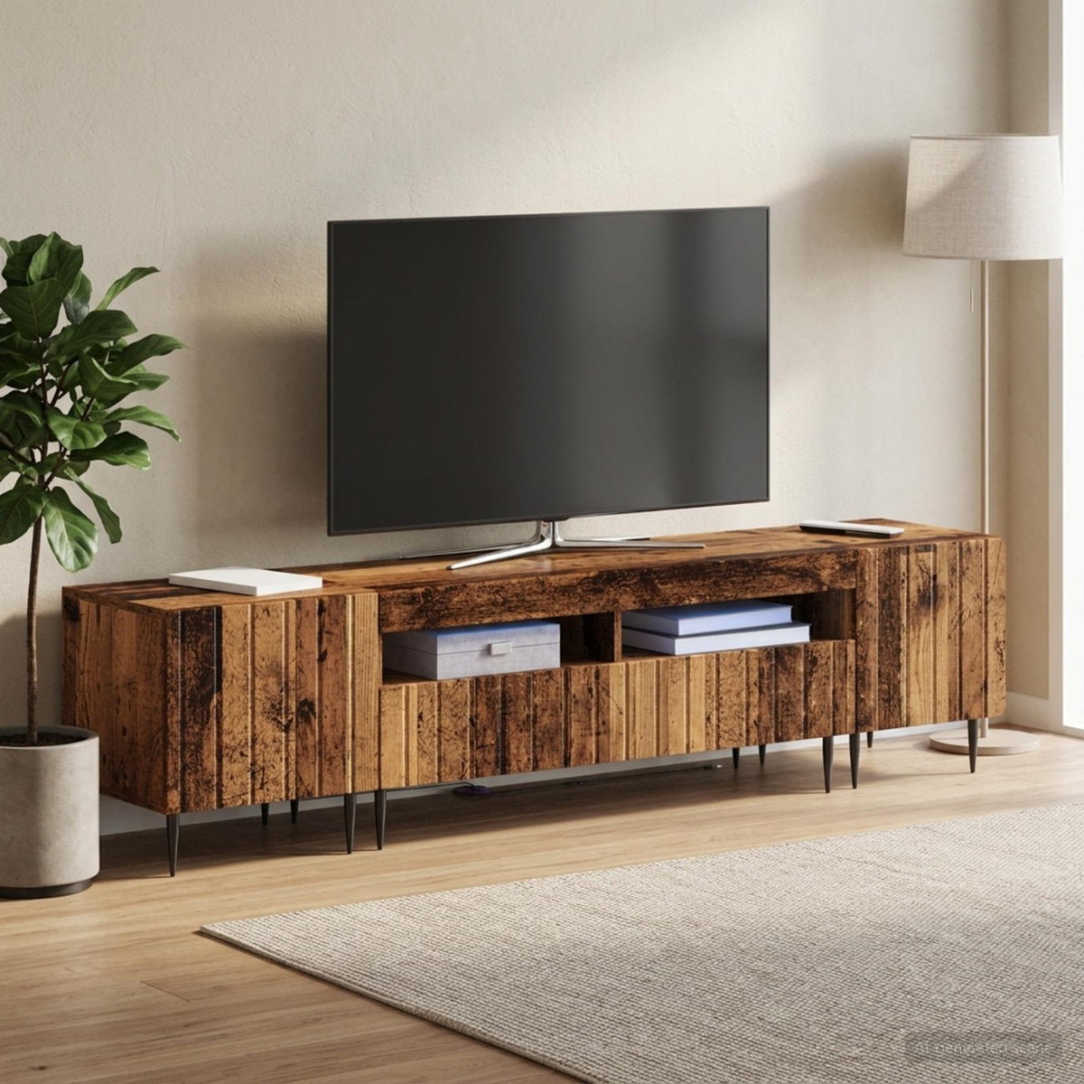 vidaXL 3 Piece LED TV Cabinet ZWOLLE Old Wood Engineered Wood
