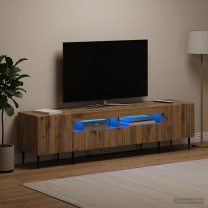 vidaXL 3 Piece LED TV Cabinet ZWOLLE Artisan Oak Engineered Wood
