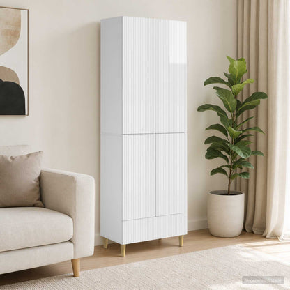 vidaXL Cabinet Set 2 pcs High Gloss White Engineered Wood