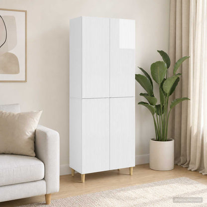 vidaXL Cabinet Set 2 pcs High Gloss White Engineered Wood
