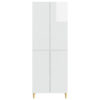 vidaXL Cabinet Set 2 pcs High Gloss White Engineered Wood