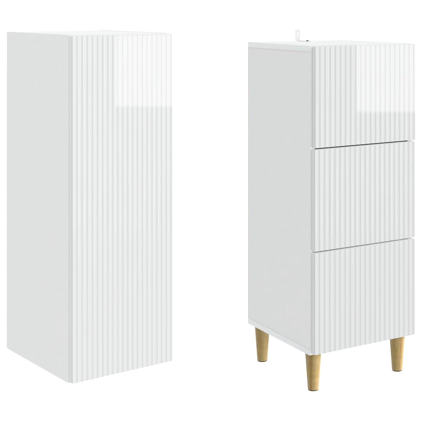 vidaXL Cabinet Set 2 pcs High Gloss White Engineered Wood
