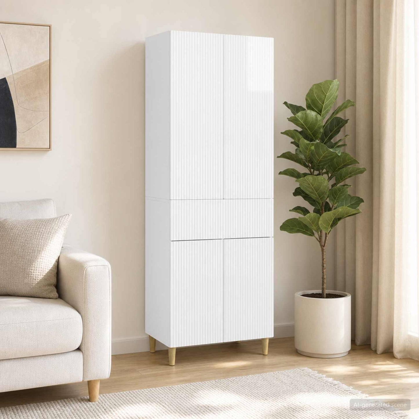 vidaXL Cabinet Set 2 pcs High Gloss White Engineered Wood