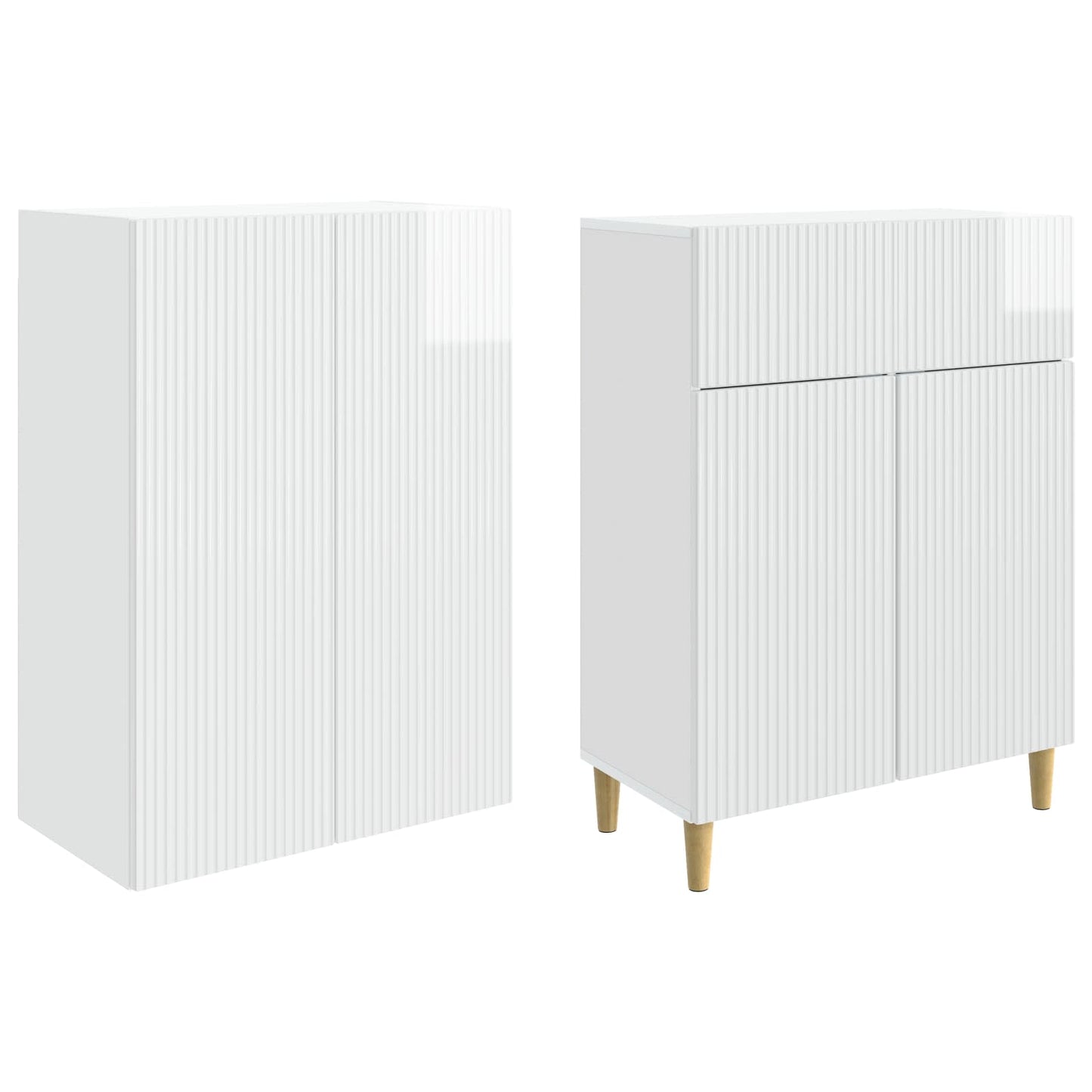 vidaXL Cabinet Set 2 pcs High Gloss White Engineered Wood