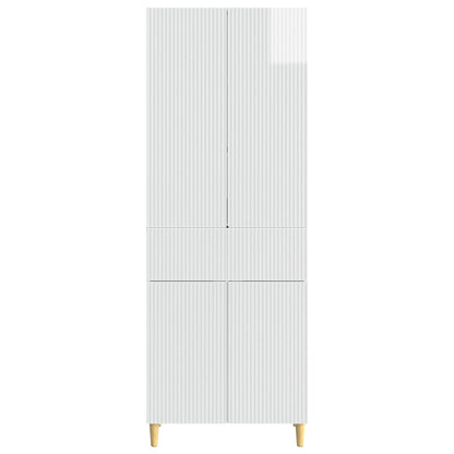 vidaXL Cabinet Set 2 pcs High Gloss White Engineered Wood
