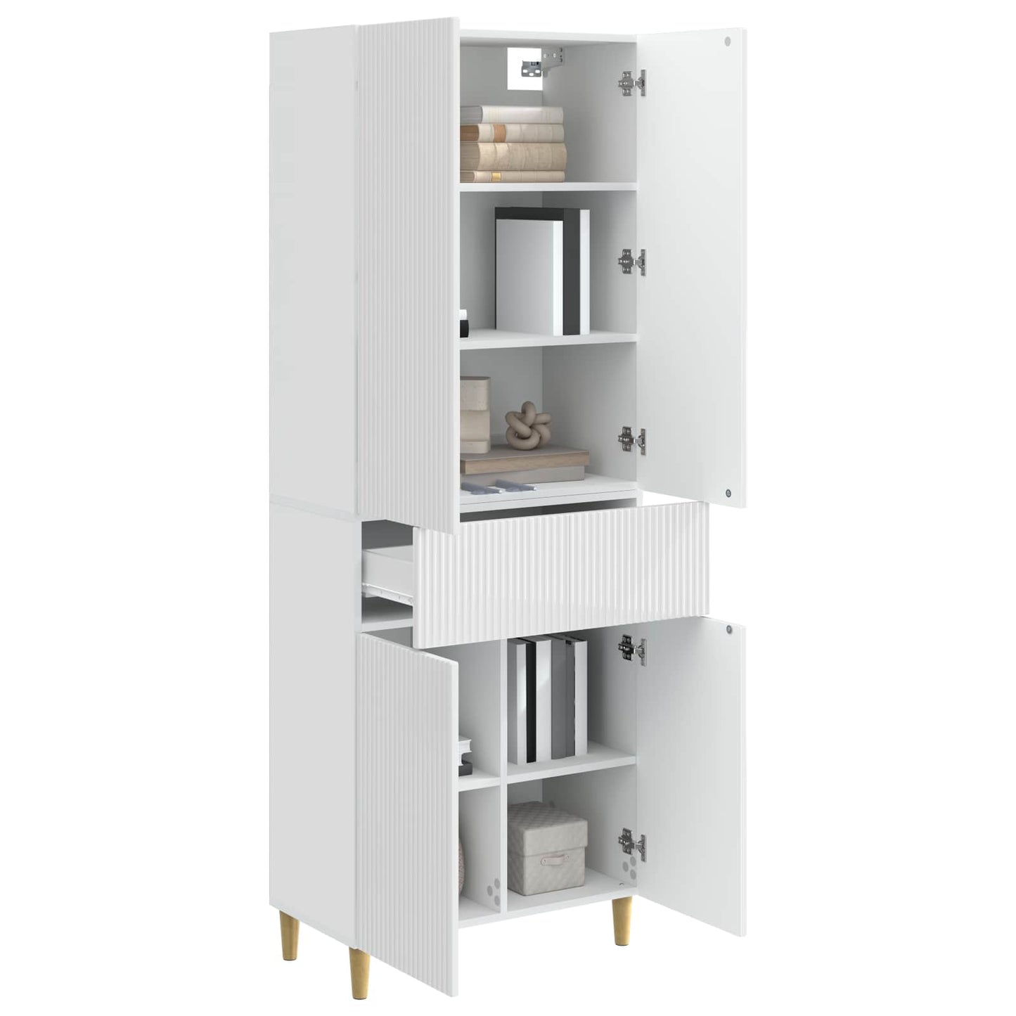 vidaXL Cabinet Set 2 pcs High Gloss White Engineered Wood