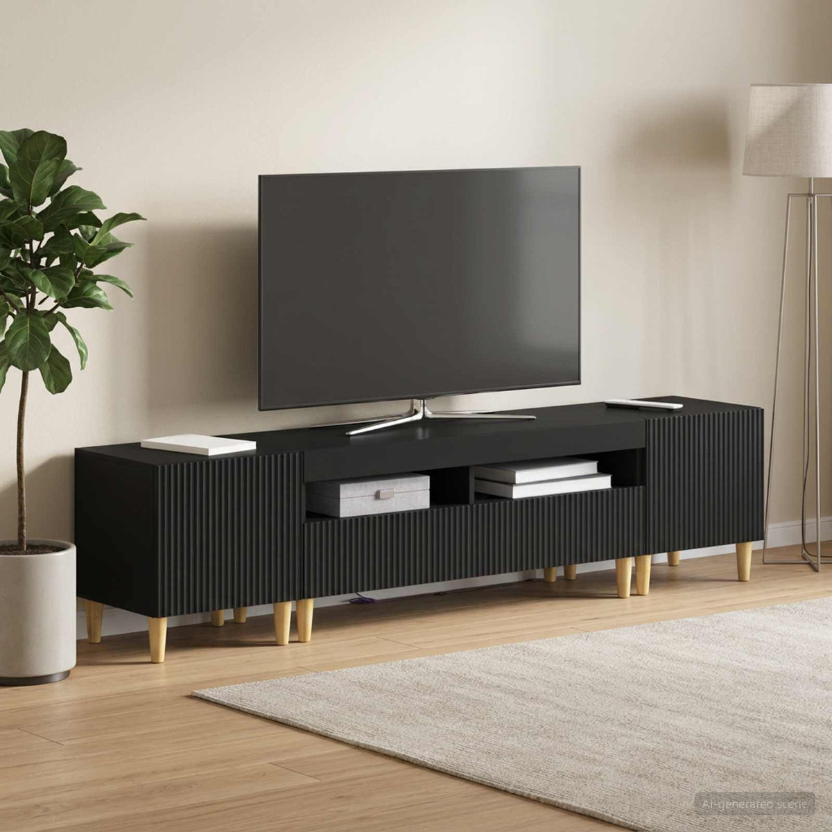 vidaXL 3 Piece LED TV Cabinet ARNHEM 3 pcs Black Engineered Wood