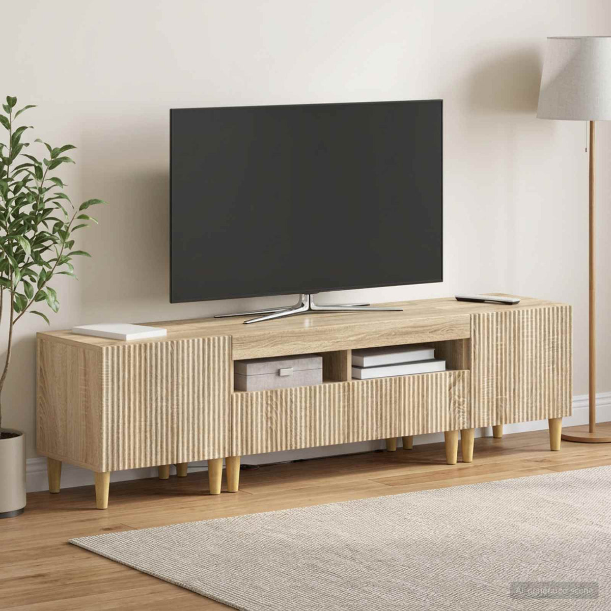 vidaXL 3 Piece LED TV Cabinet ARNHEM 3 pcs Sonoma Oak Engineered Wood