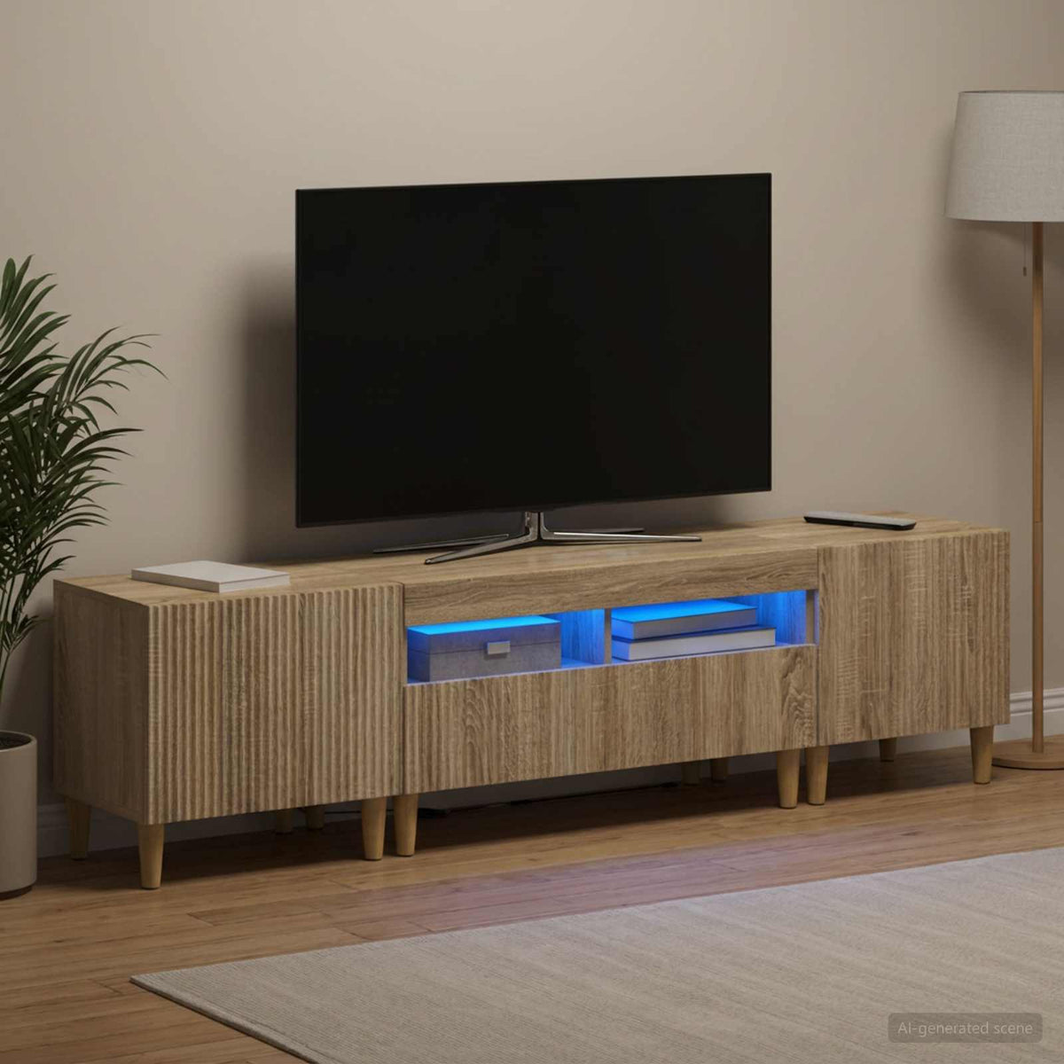 vidaXL 3 Piece LED TV Cabinet ARNHEM 3 pcs Sonoma Oak Engineered Wood