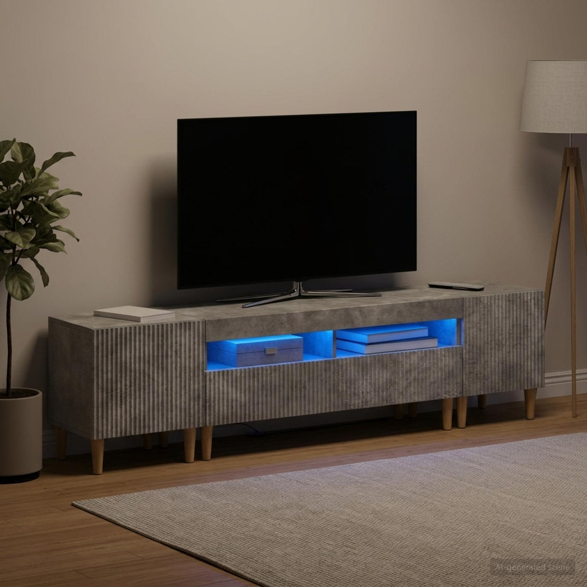 vidaXL 3 Piece LED TV Cabinet ARNHEM 3 pcs Concrete Grey