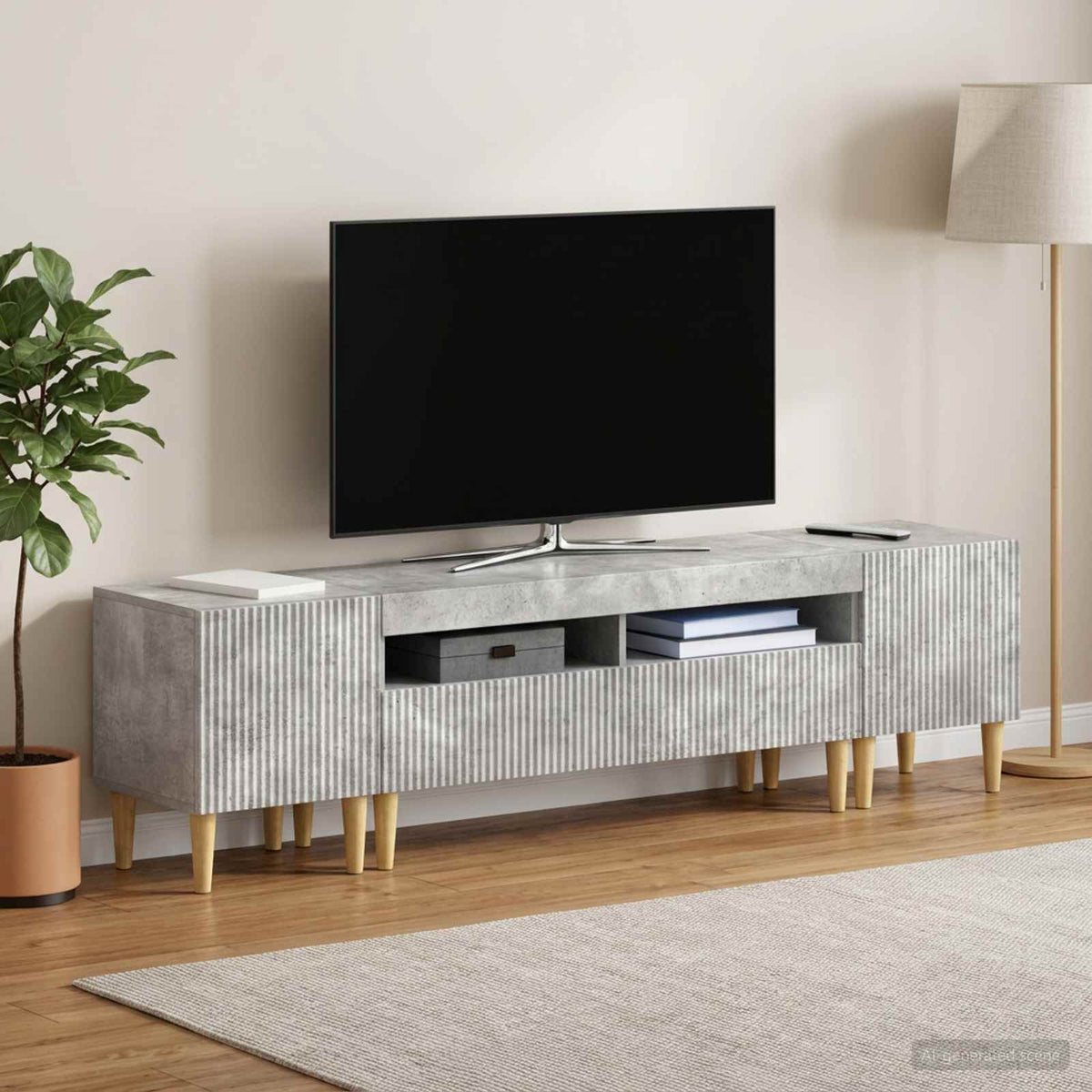 vidaXL 3 Piece LED TV Cabinet ARNHEM 3 pcs Concrete Grey
