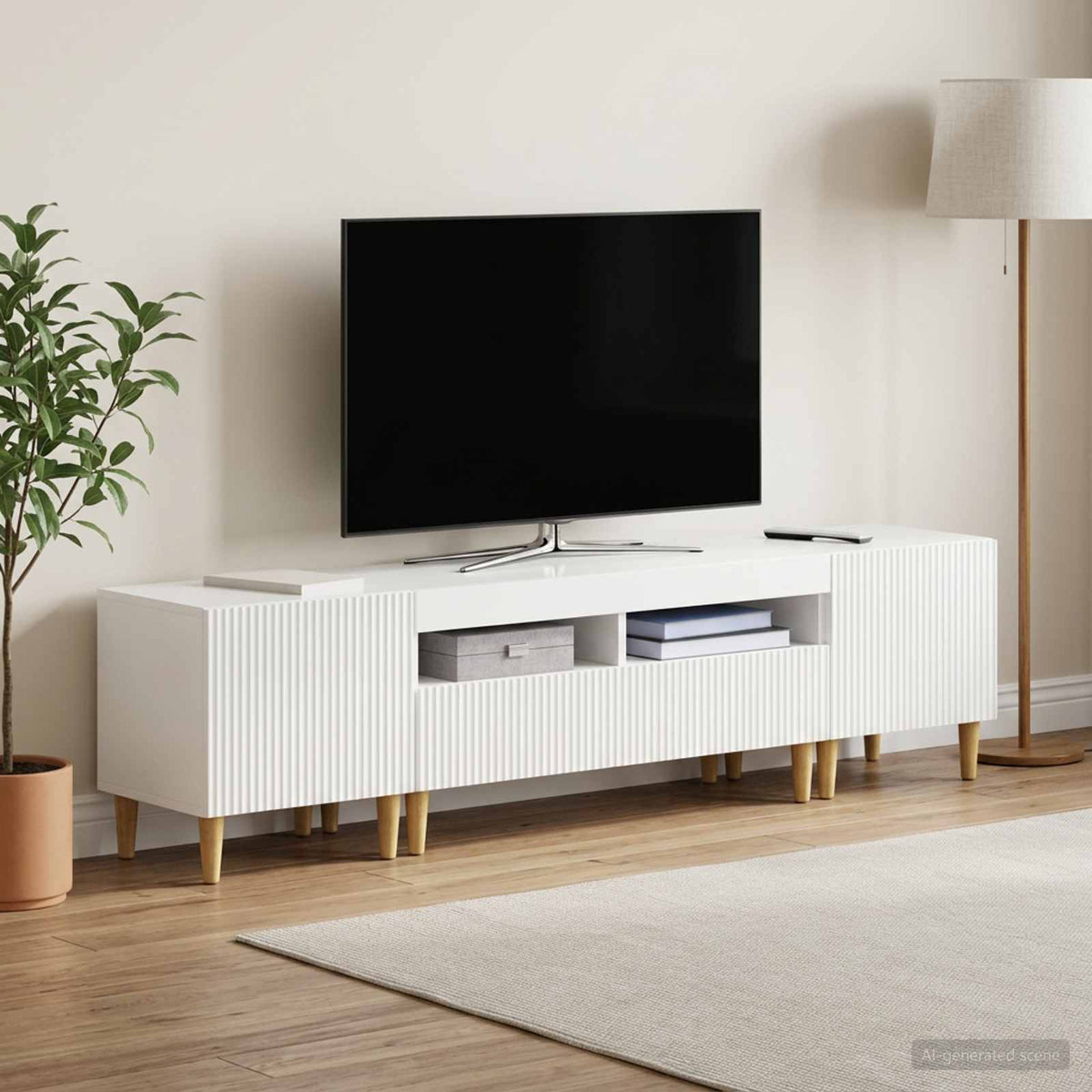 vidaXL 3 Piece LED TV Cabinet ARNHEM 3 pcs High Gloss White