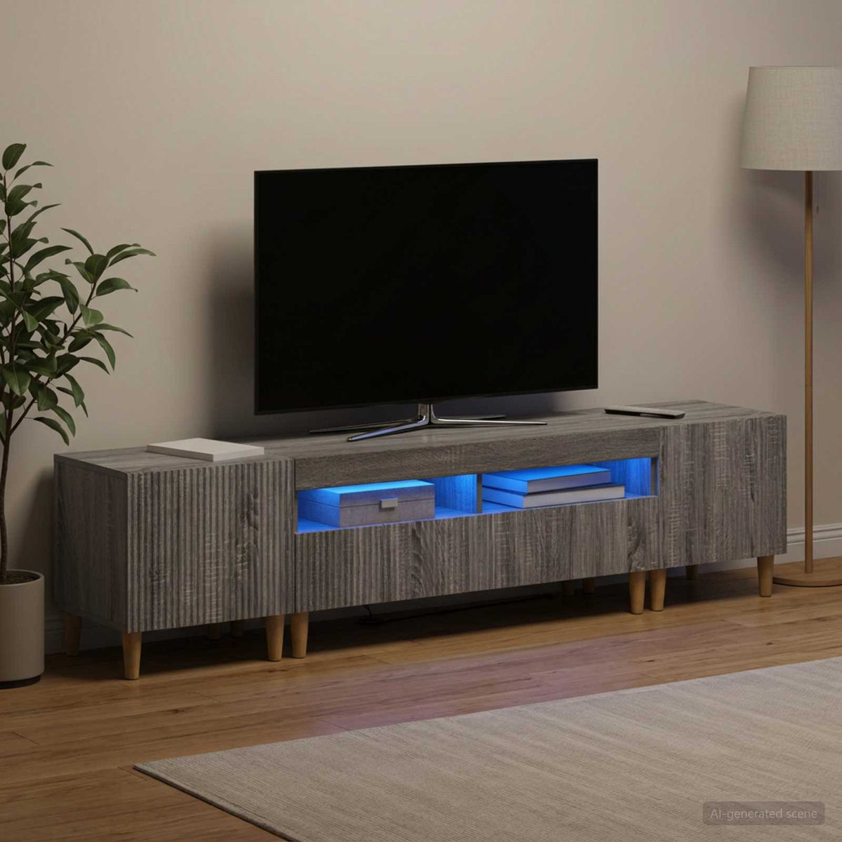 vidaXL 3 Piece LED TV Cabinet ARNHEM 3 pcs Grey Sonoma Engineered Wood