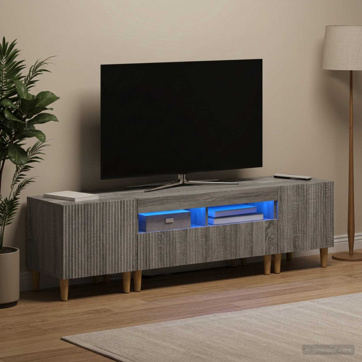 vidaXL 3 Piece LED TV Cabinet ARNHEM 3 pcs Grey Sonoma Engineered Wood