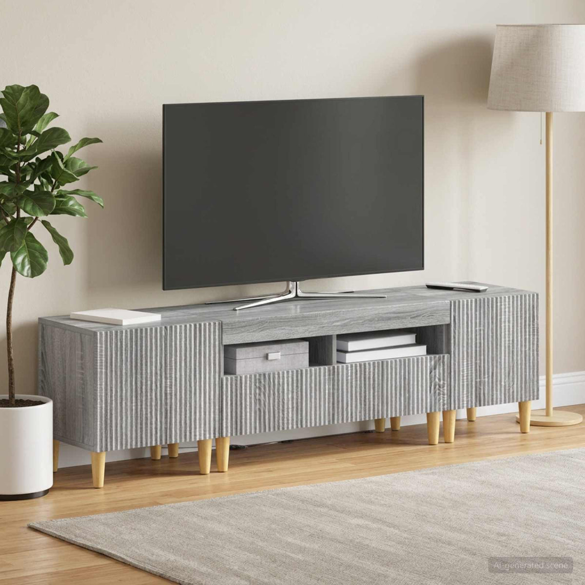 vidaXL 3 Piece LED TV Cabinet ARNHEM 3 pcs Grey Sonoma Engineered Wood
