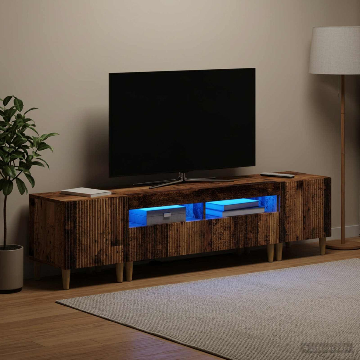 vidaXL 3 Piece LED TV Cabinet ARNHEM 3 pcs Old Wood Engineered Wood