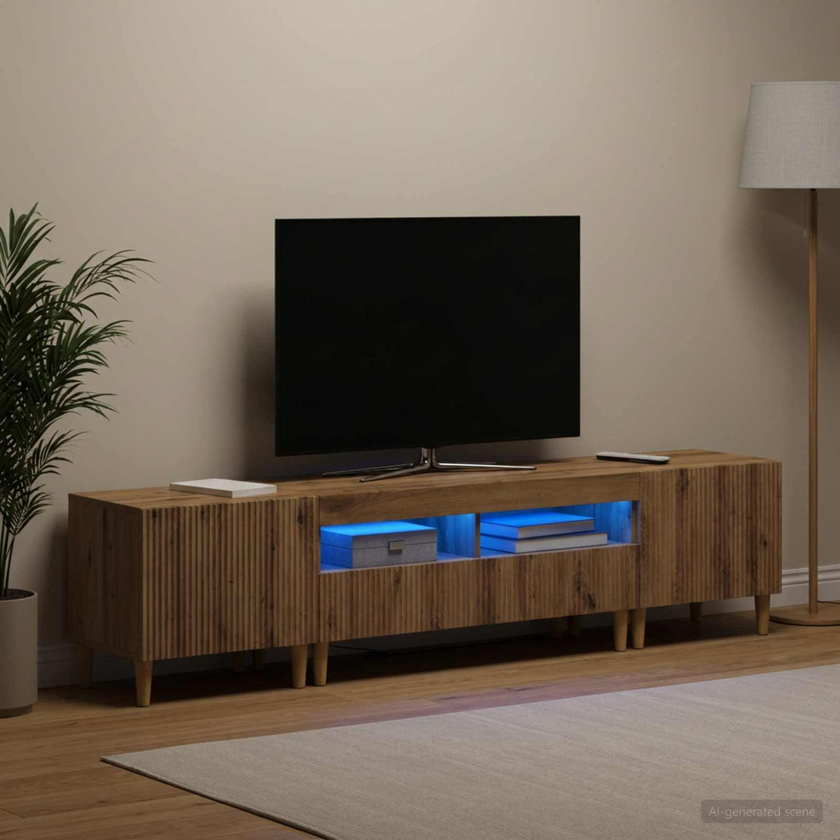 vidaXL 3 Piece LED TV Cabinet ARNHEM 3 pcs Artisan Oak Engineered Wood