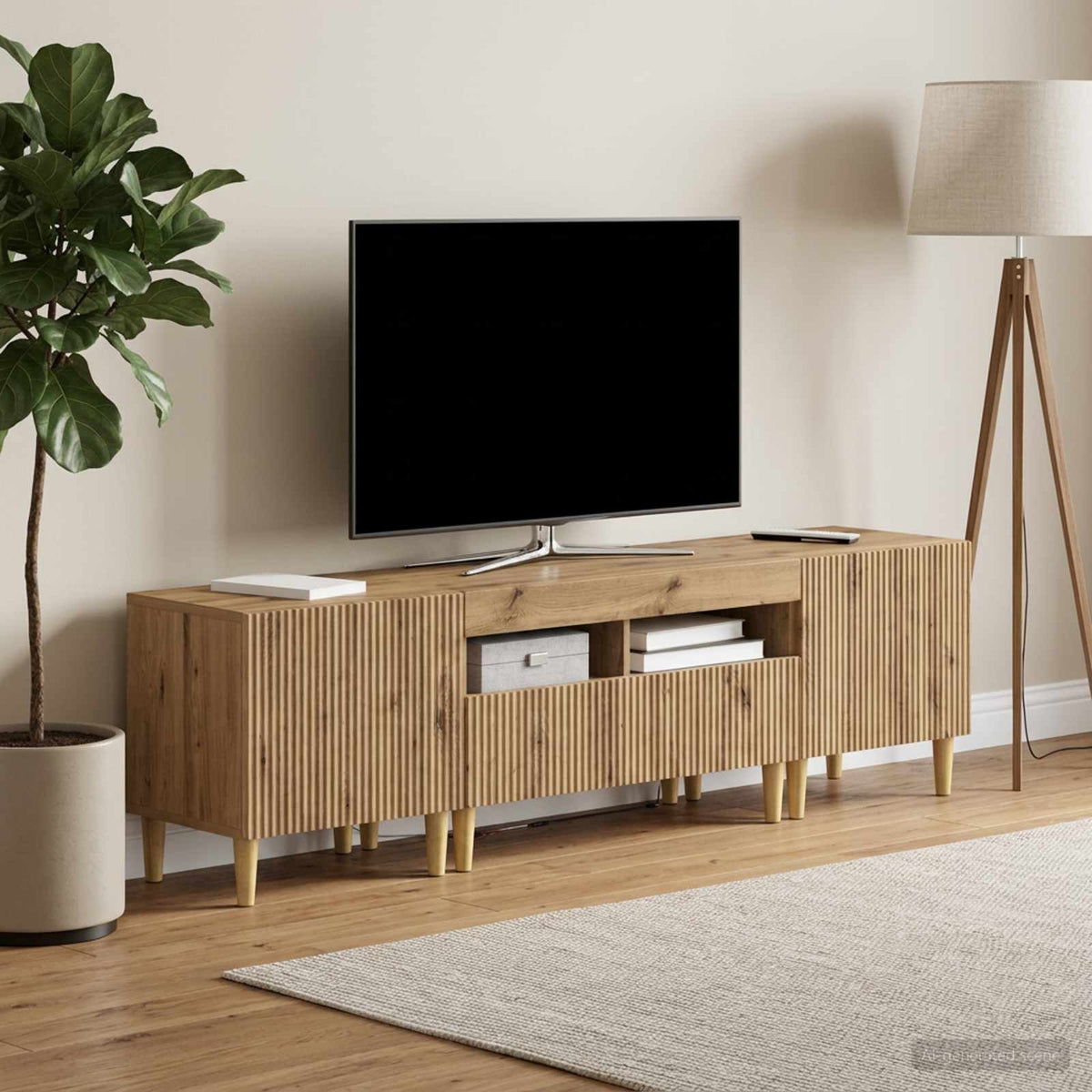 vidaXL 3 Piece LED TV Cabinet ARNHEM 3 pcs Artisan Oak Engineered Wood