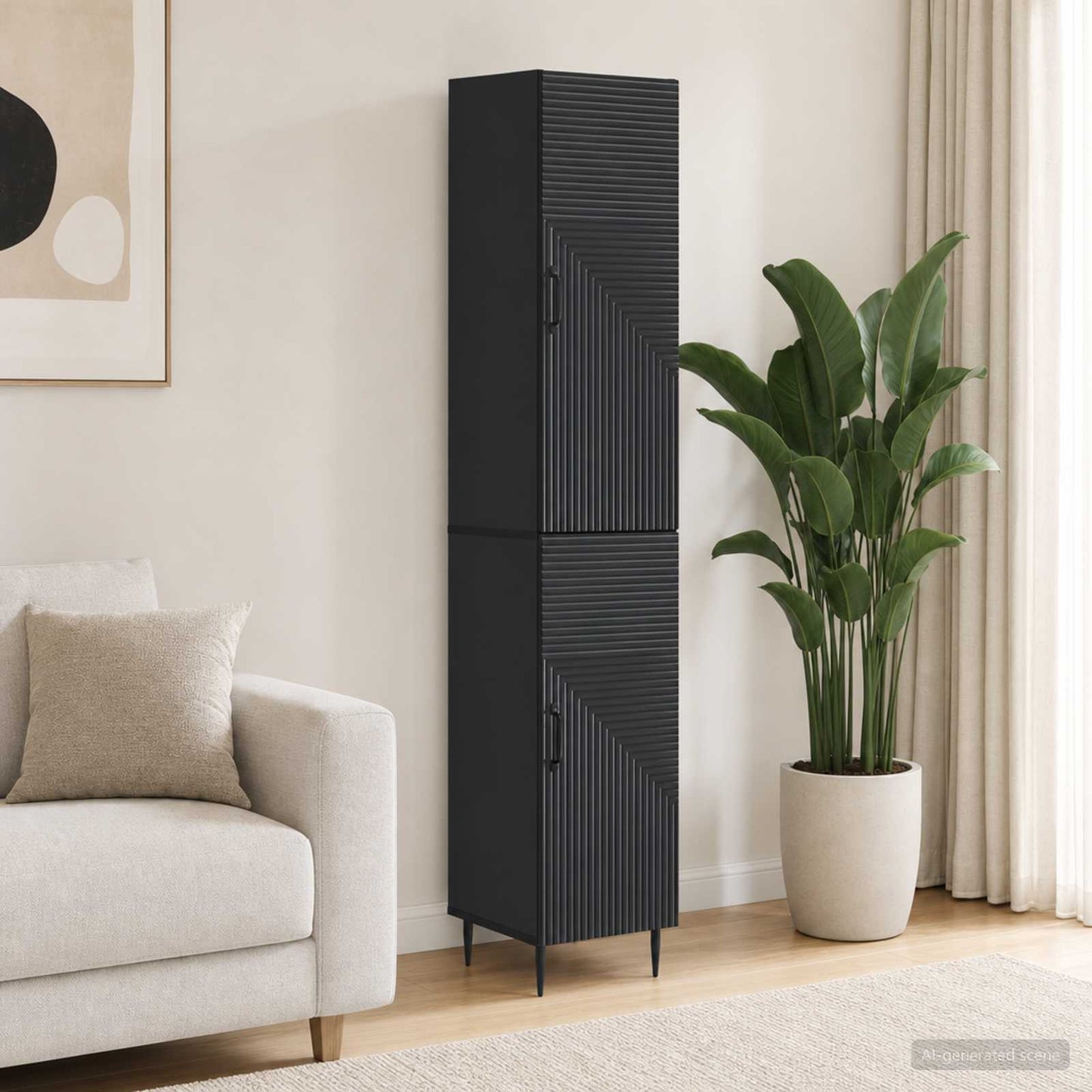 vidaXL Cabinet Set 2 pcs Black Engineered Wood