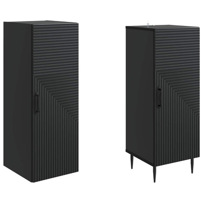 vidaXL Cabinet Set 2 pcs Black Engineered Wood