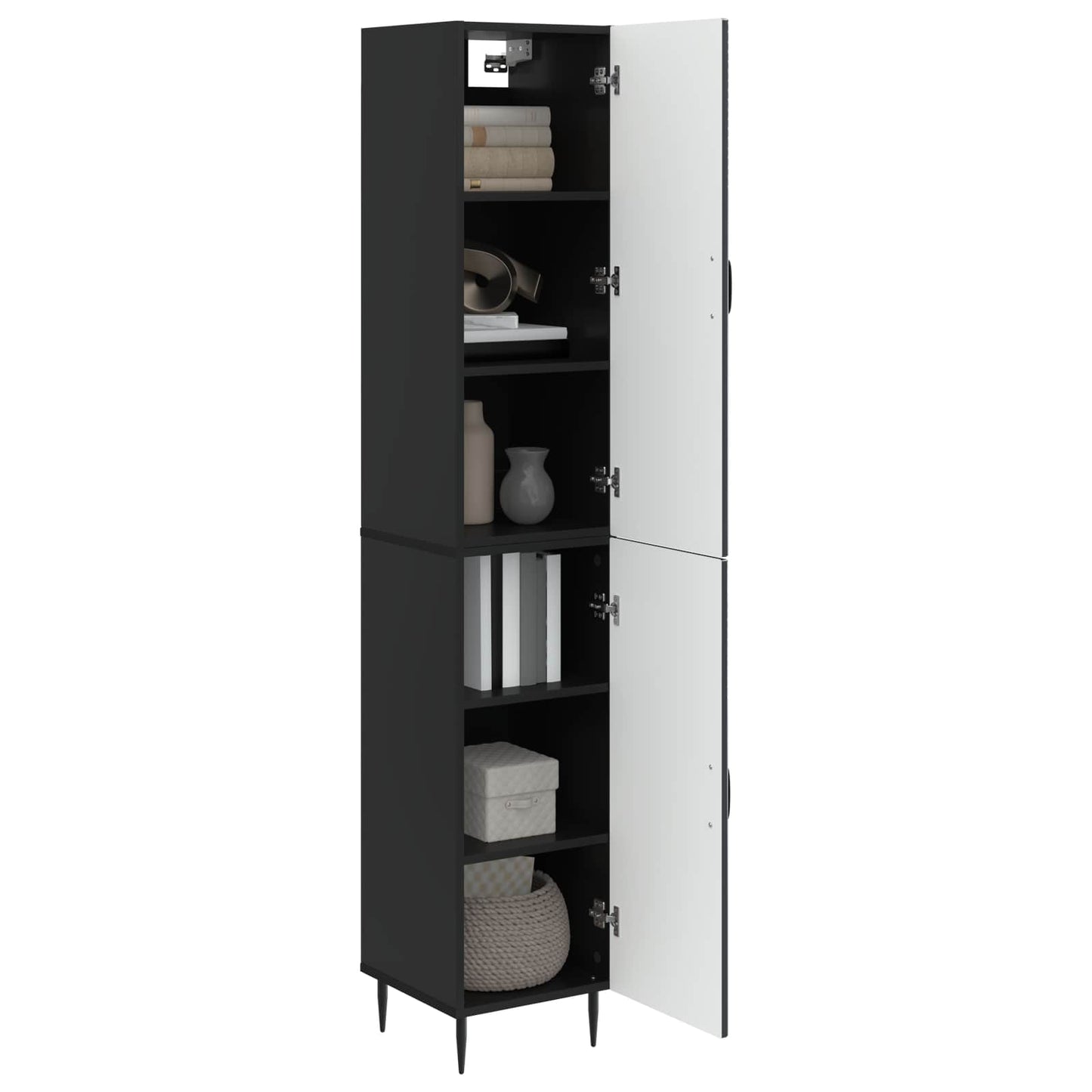 vidaXL Cabinet Set 2 pcs Black Engineered Wood