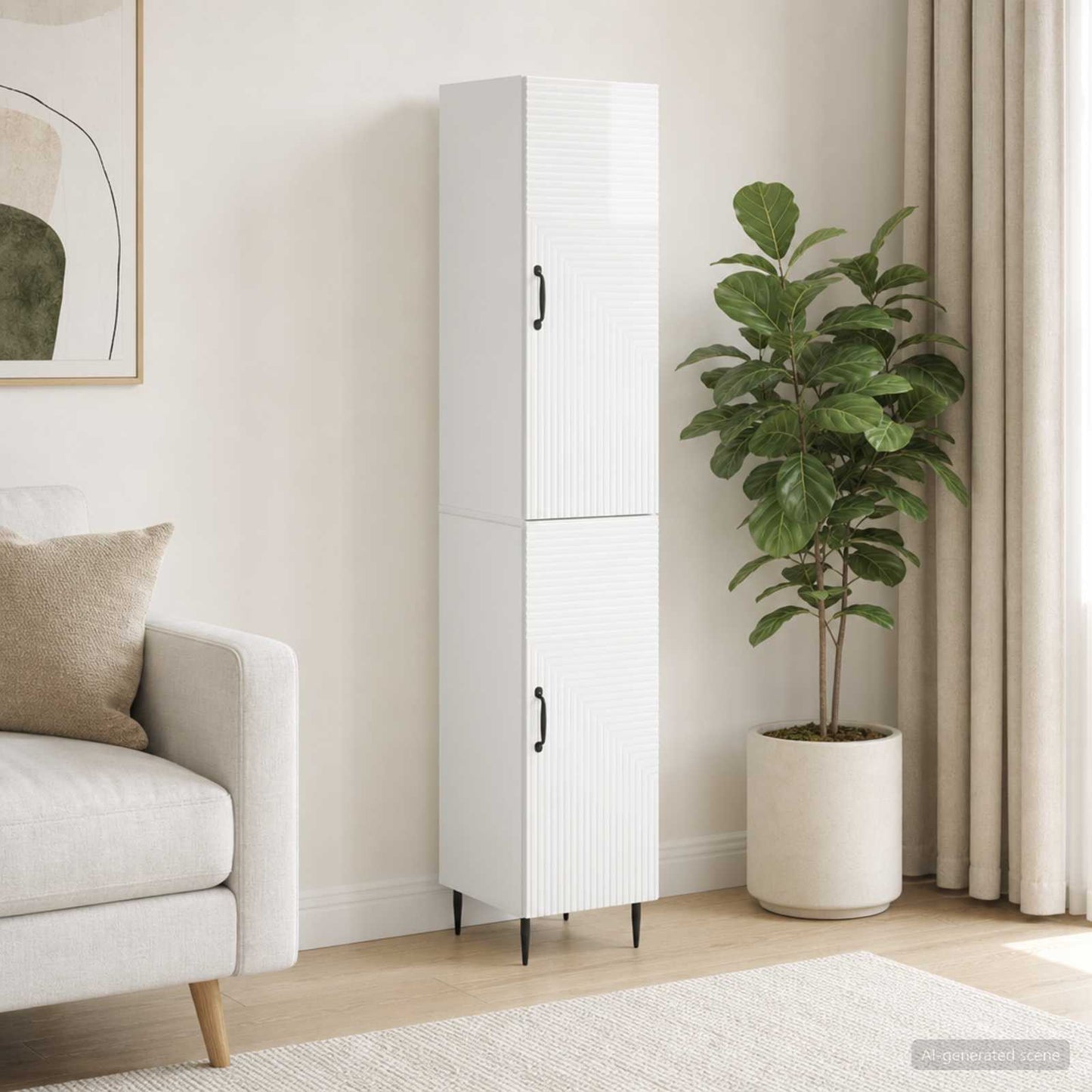 vidaXL Cabinet Set 2 pcs High Gloss White Engineered Wood