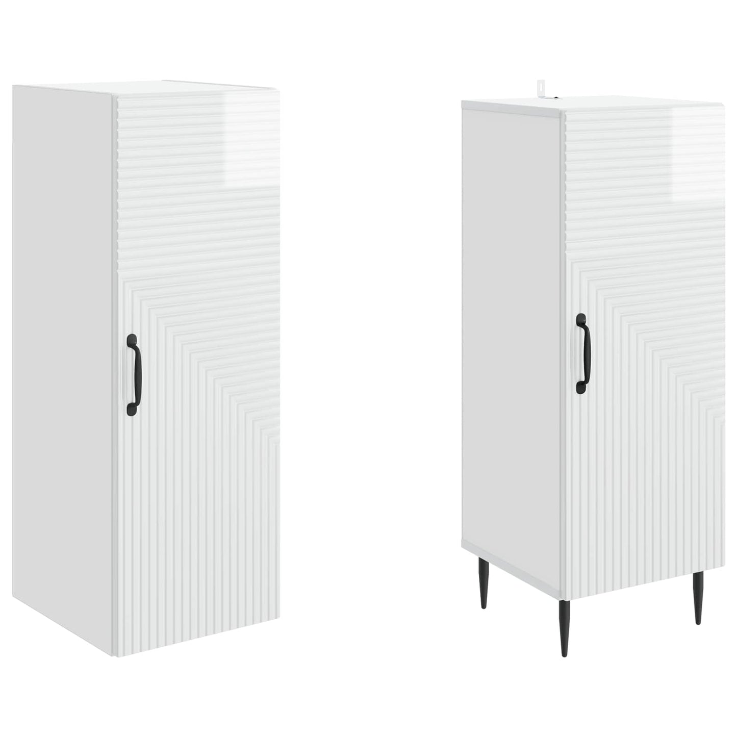 vidaXL Cabinet Set 2 pcs High Gloss White Engineered Wood