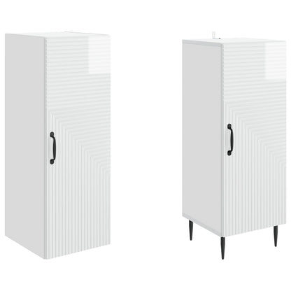 vidaXL Cabinet Set 2 pcs High Gloss White Engineered Wood