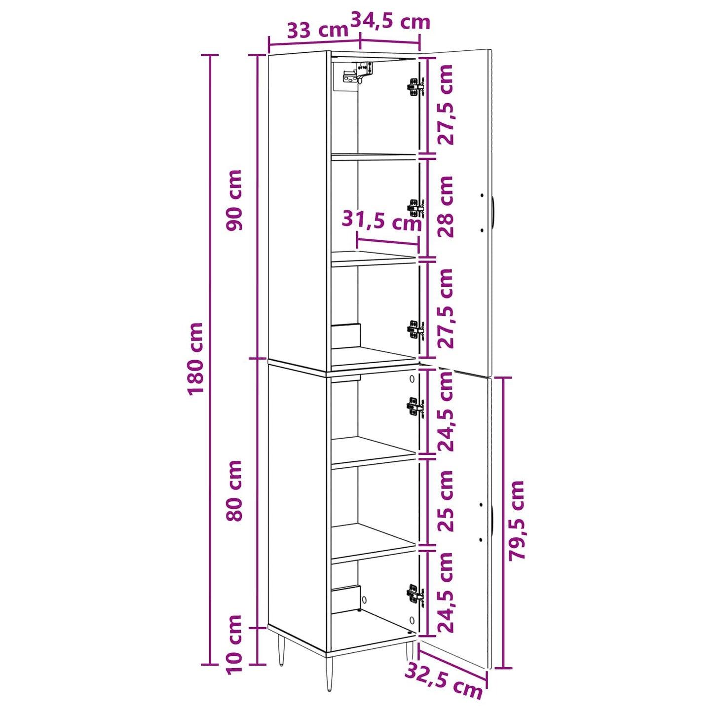 vidaXL Cabinet Set 2 pcs High Gloss White Engineered Wood