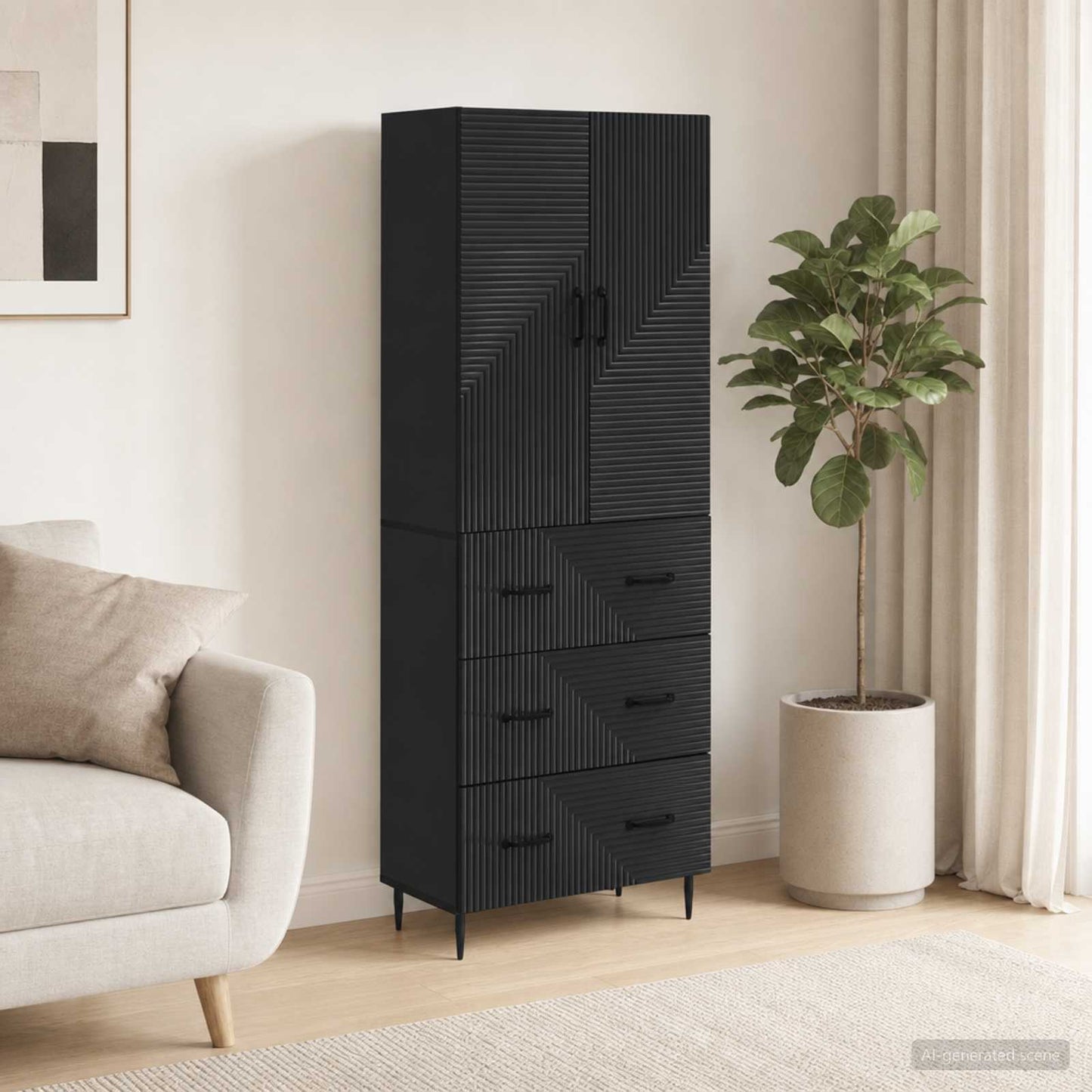 vidaXL Cabinet Set 2 pcs 66 x 34.5 x 90 cm Engineered Wood Black
