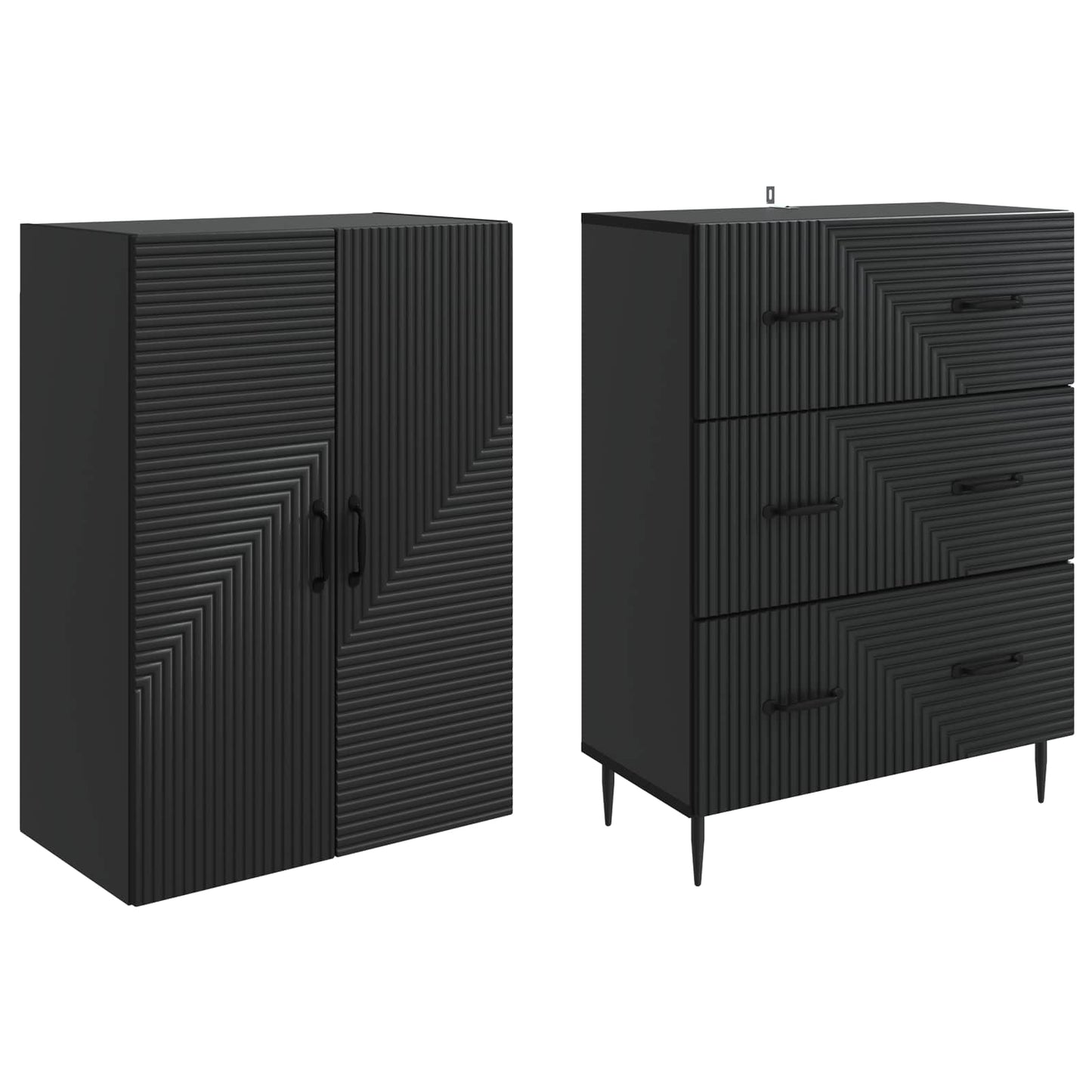 vidaXL Cabinet Set 2 pcs 66 x 34.5 x 90 cm Engineered Wood Black