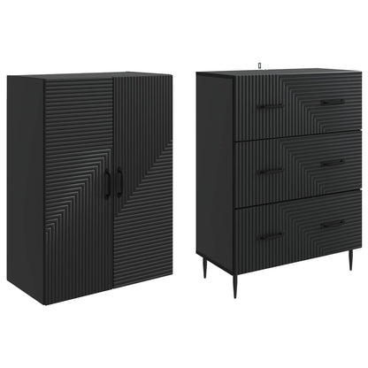 vidaXL Cabinet Set 2 pcs 66 x 34.5 x 90 cm Engineered Wood Black