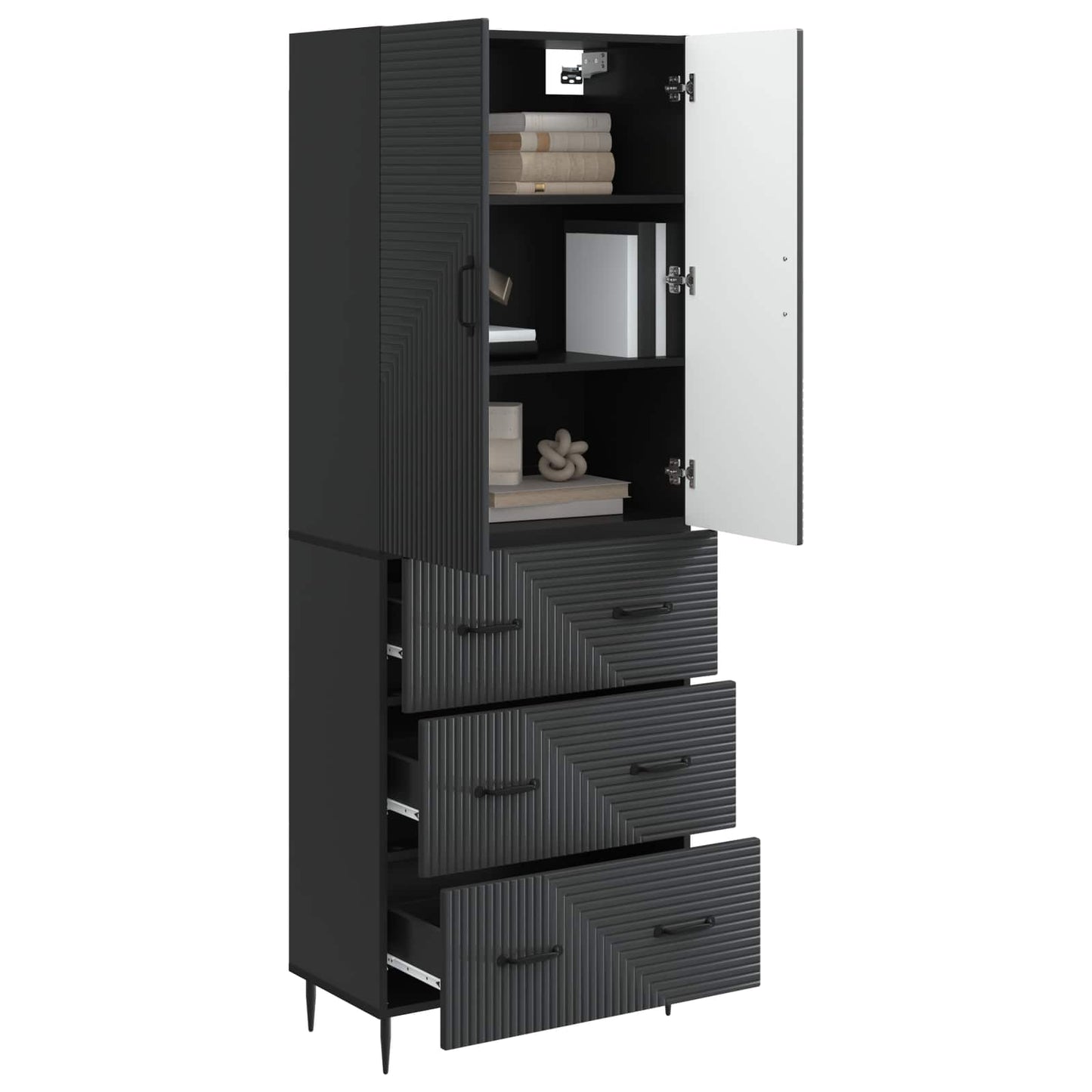 vidaXL Cabinet Set 2 pcs 66 x 34.5 x 90 cm Engineered Wood Black