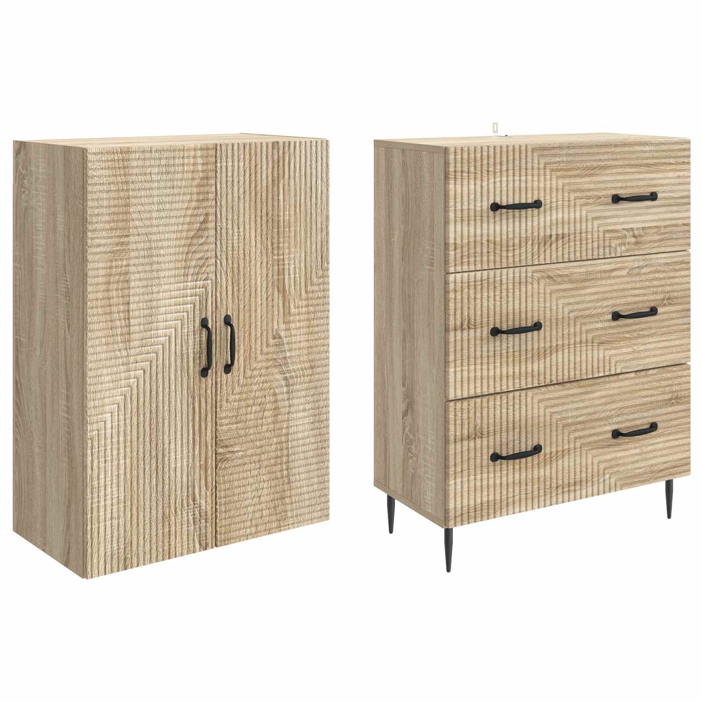 vidaXL Cabinet Set 2 pcs 66 x 34.5 x 90 cm Engineered Wood Sonoma Oak