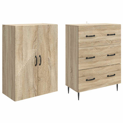 vidaXL Cabinet Set 2 pcs 66 x 34.5 x 90 cm Engineered Wood Sonoma Oak