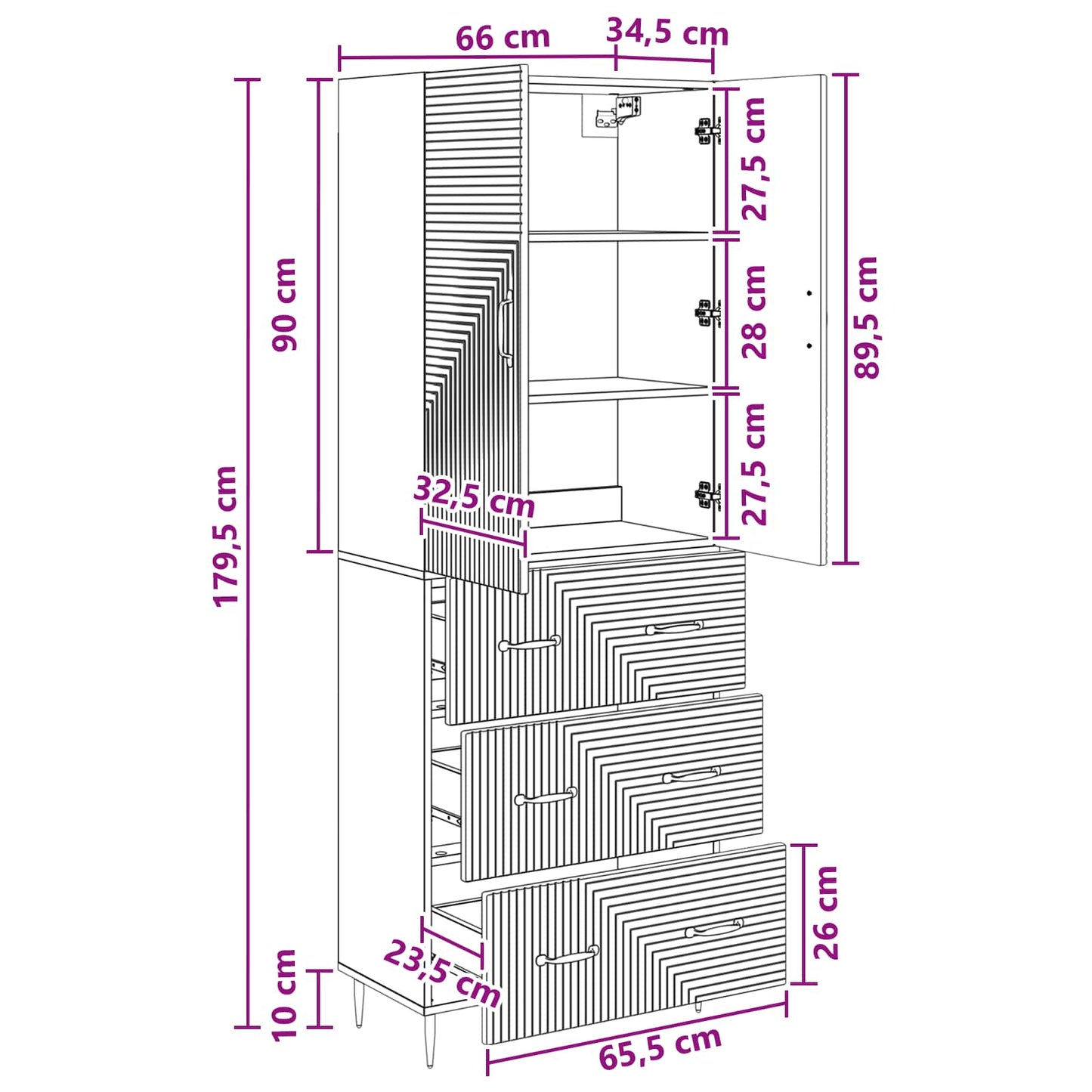 vidaXL Cabinet Set 2 pcs 66 x 34.5 x 90 cm Engineered Wood Sonoma Oak