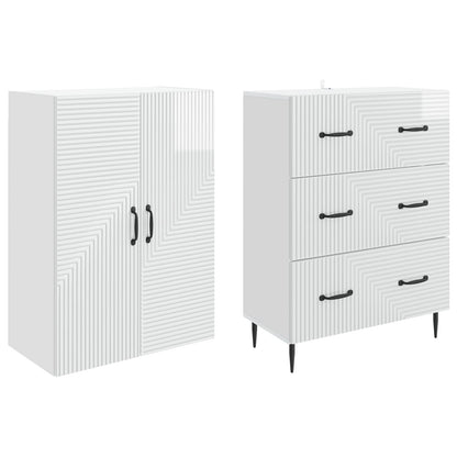 vidaXL Cabinet Set 2 pcs High Gloss White 66 x 34.5 x 90 cm