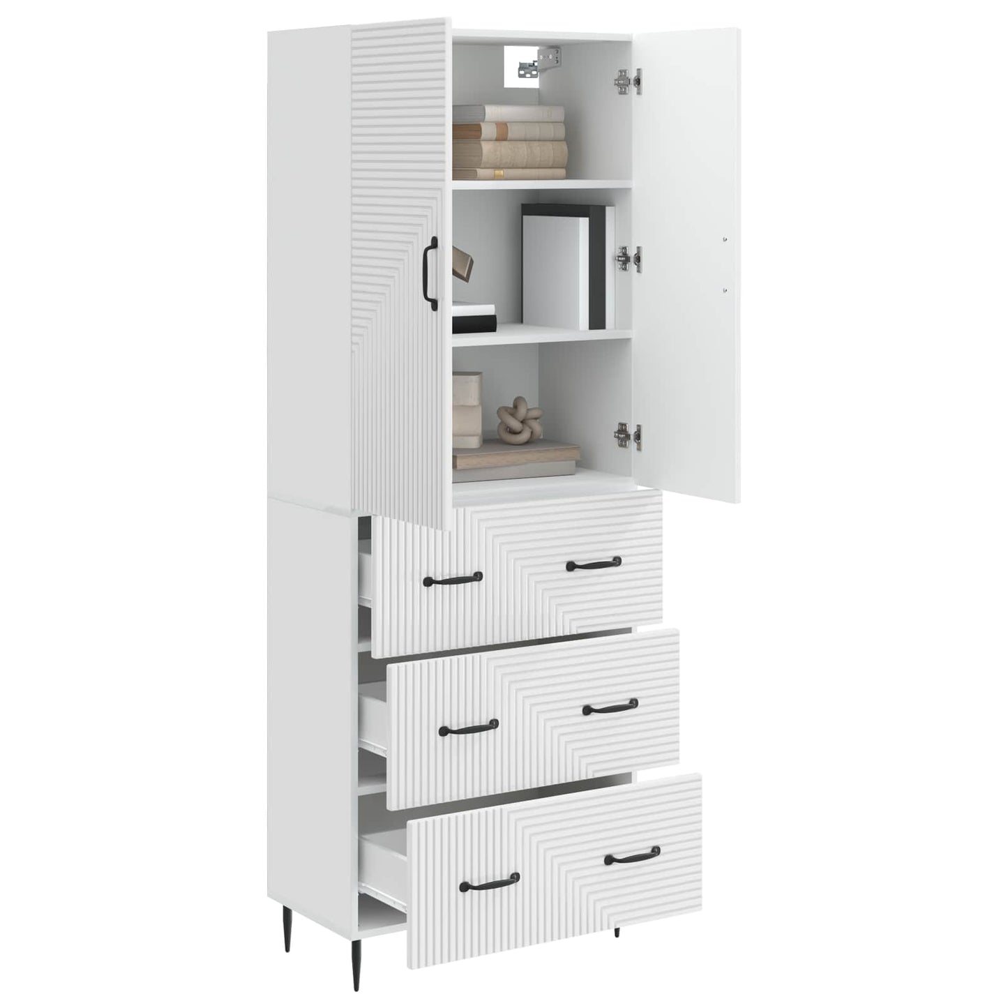 vidaXL Cabinet Set 2 pcs High Gloss White 66 x 34.5 x 90 cm