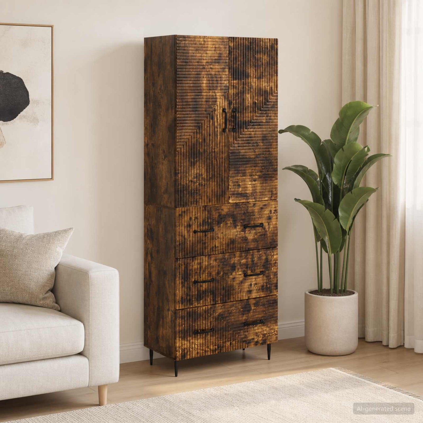 vidaXL Cabinet Set 2 pcs 66 x 34.5 x 90 cm Engineered Wood Smoked Oak