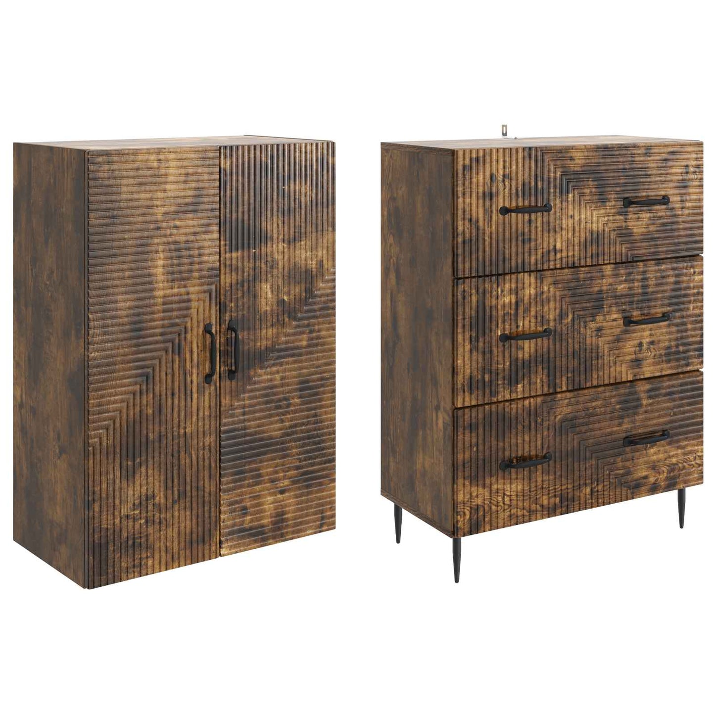 vidaXL Cabinet Set 2 pcs 66 x 34.5 x 90 cm Engineered Wood Smoked Oak