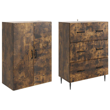vidaXL Cabinet Set 2 pcs 66 x 34.5 x 90 cm Engineered Wood Smoked Oak