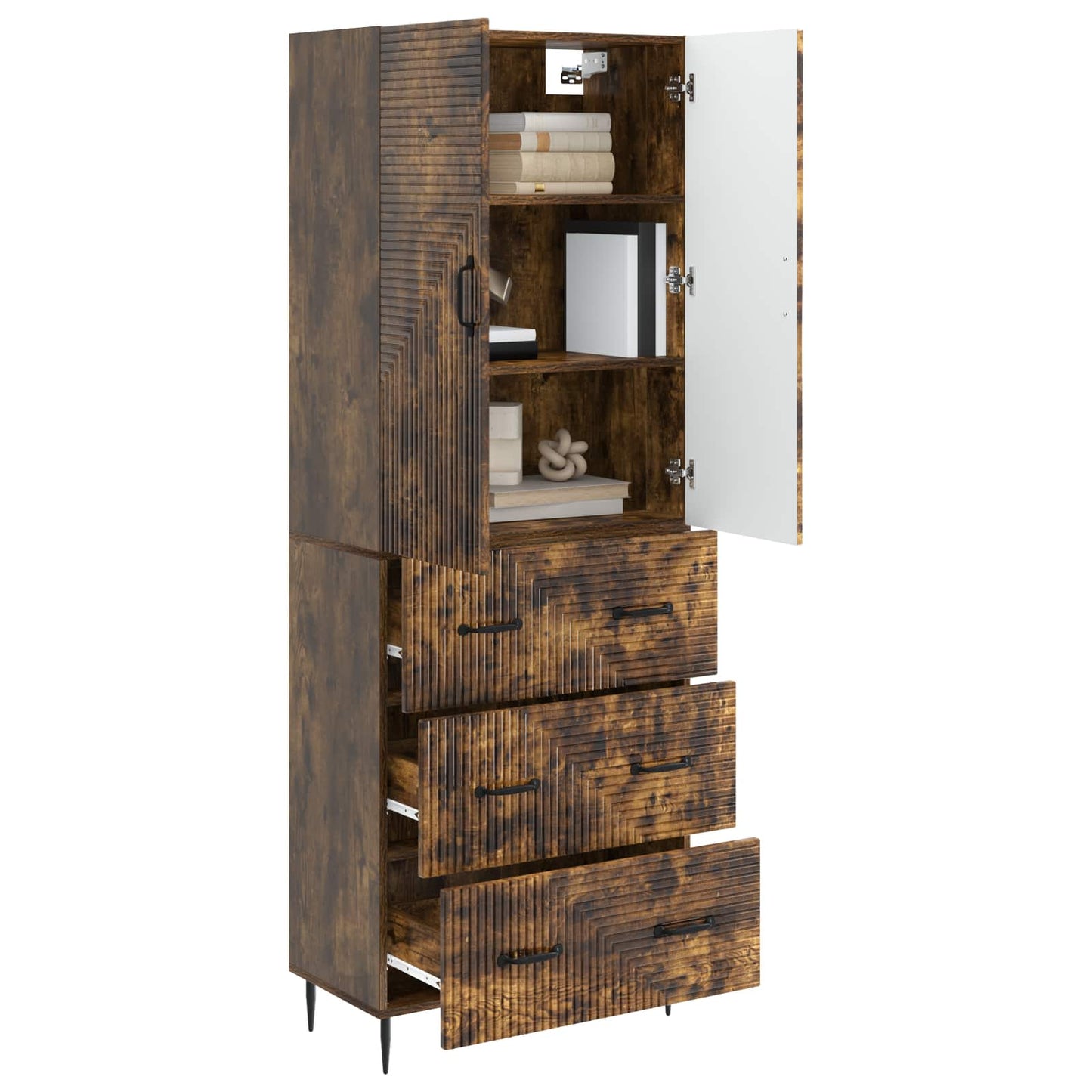 vidaXL Cabinet Set 2 pcs 66 x 34.5 x 90 cm Engineered Wood Smoked Oak